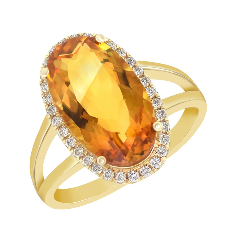 Půvabný zlatý prsten s citrínem Aiofe