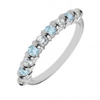 Platinový eternity prsten s akvamaríny a diamanty Mian