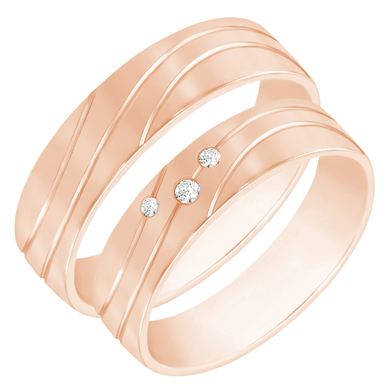 Růžové snubní prsteny s reliéfy 60785