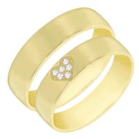 Zlaté komfortní snubní prsteny s diamantovým srdcem Darvell