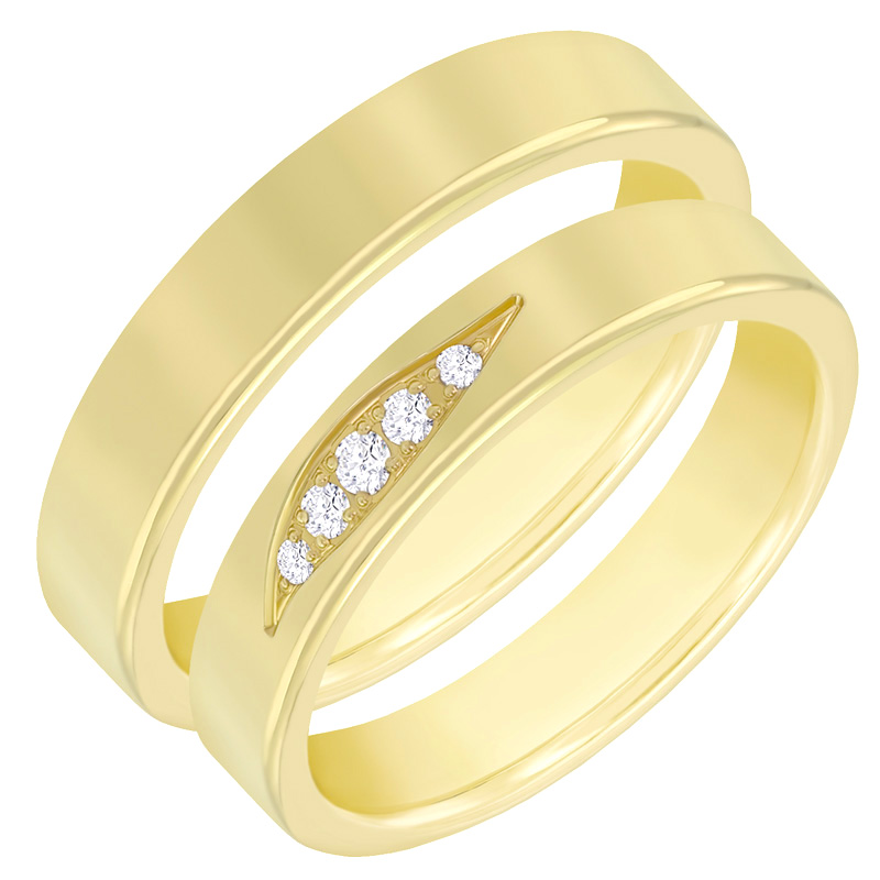 Ploché snubní prsteny ze zlata s diamanty Reska
