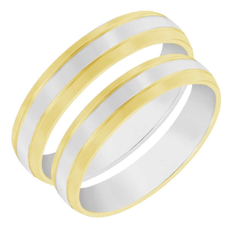 Komfortní snubní prsteny z kombinovaného zlata Leveret