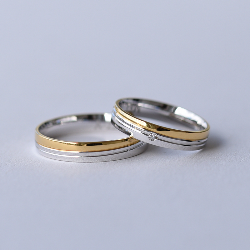 Dvoubarevné snubní prsteny s diamantem 61445