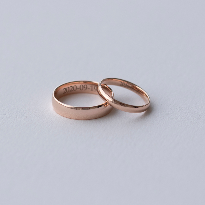 Komfortní snubní prsteny z růžového zlata