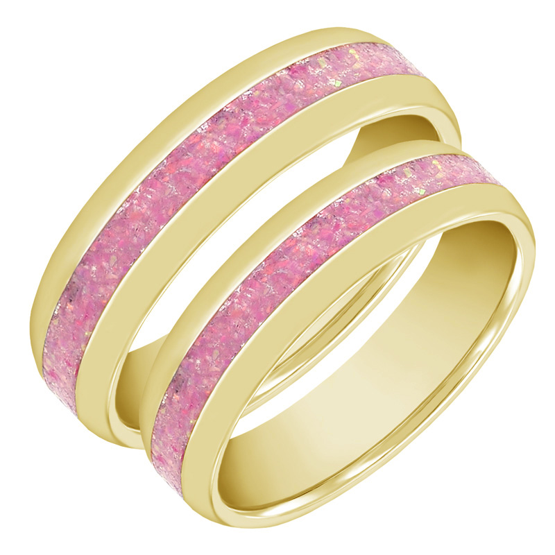Snubní prsteny s růžovou výplní z opálu