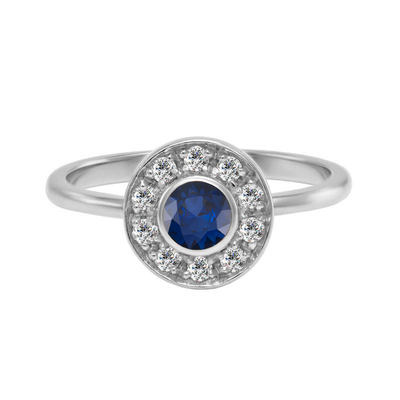 Zásnubní prsten s modrým safírem 63665