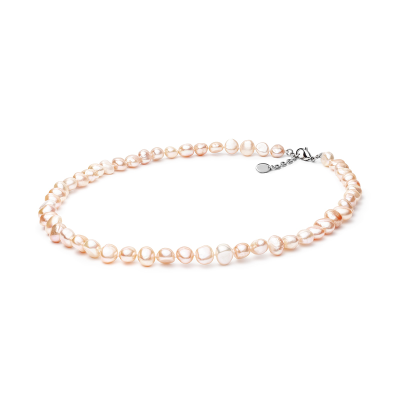 Stříbrný náhrdelník s broskvovými perlami Blaze