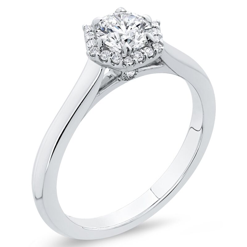 Zlatý zásnubní halo prsten s diamanty 68355