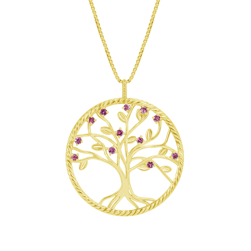 Stříbrný rhodolitový náhrdelník ve tvaru stromu života 71165