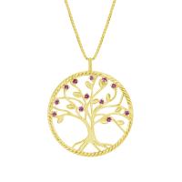 Stříbrný rhodolitový náhrdelník ve tvaru stromu života Decla