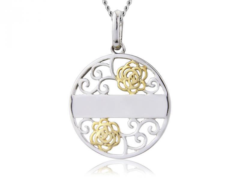 Stříbrný náhrdelník s pozlácenými ornamenty Corila
