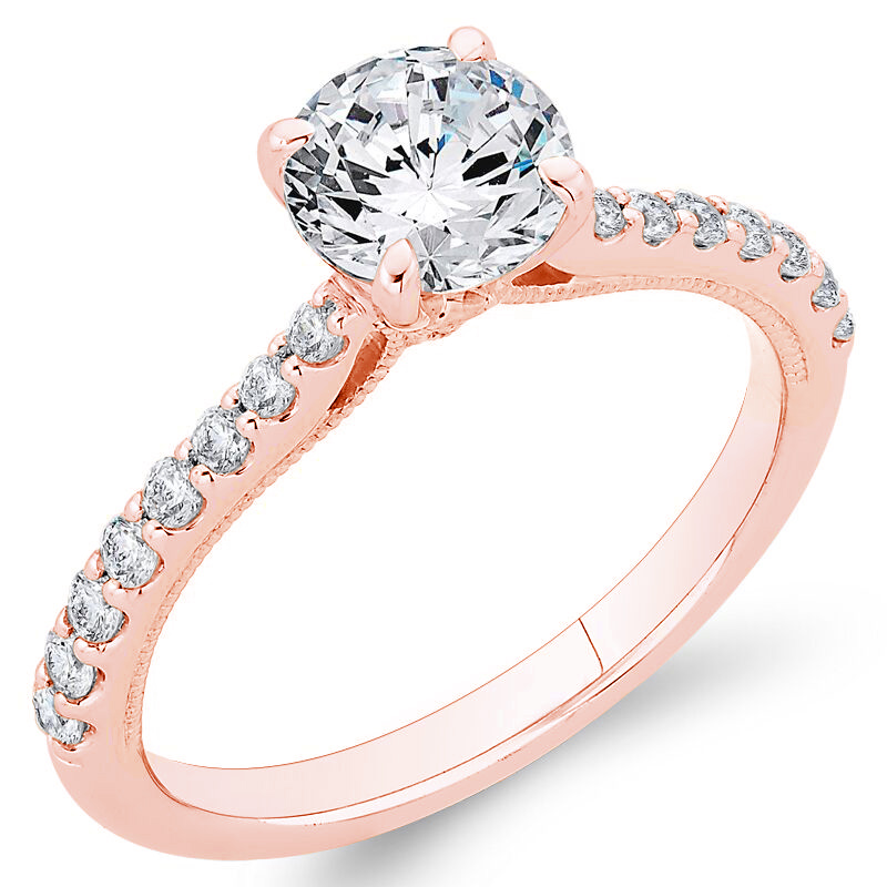 Zásnubní diamantový prsten z růžového zlata 75035