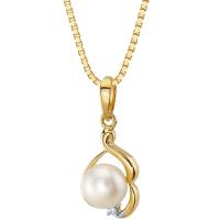 Zlatý náhrdelník s perlou a zirkonem Ravil