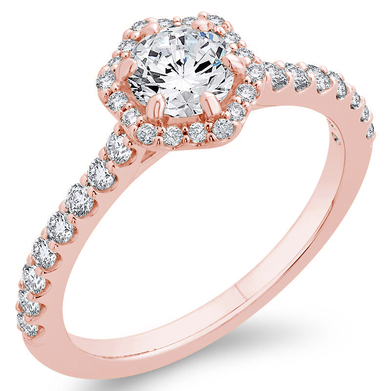 Diamantový zásnubní prsten z růžového zlata 75985