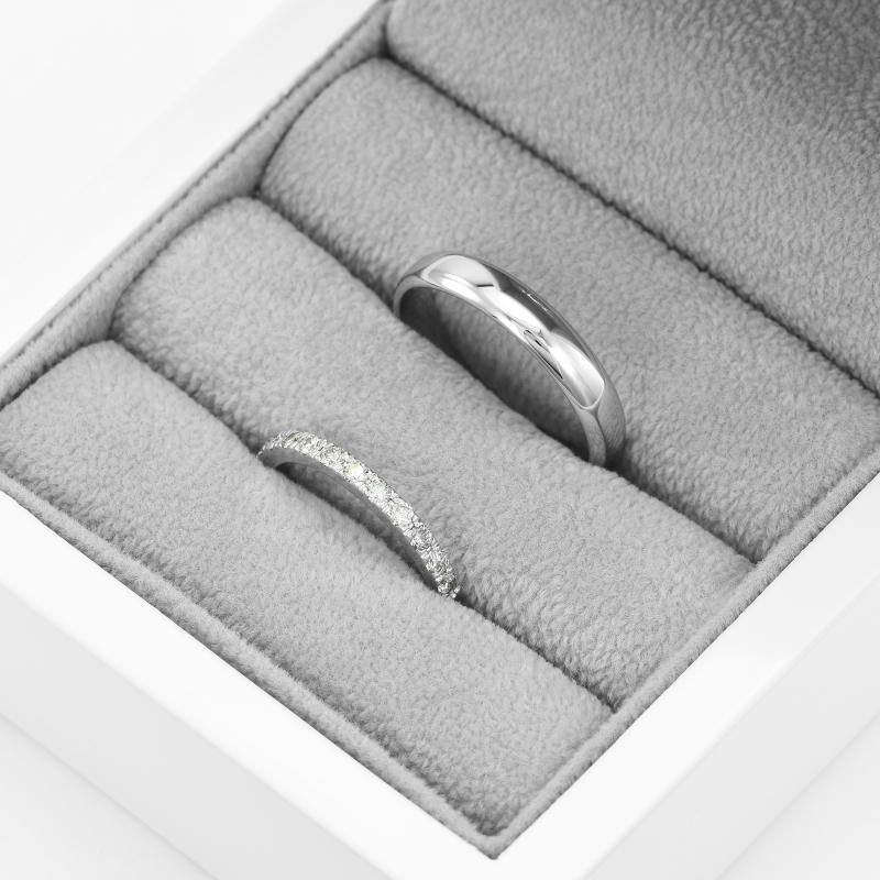 Dámský diamantový prsten a pánský půlkulatý prsten 77055