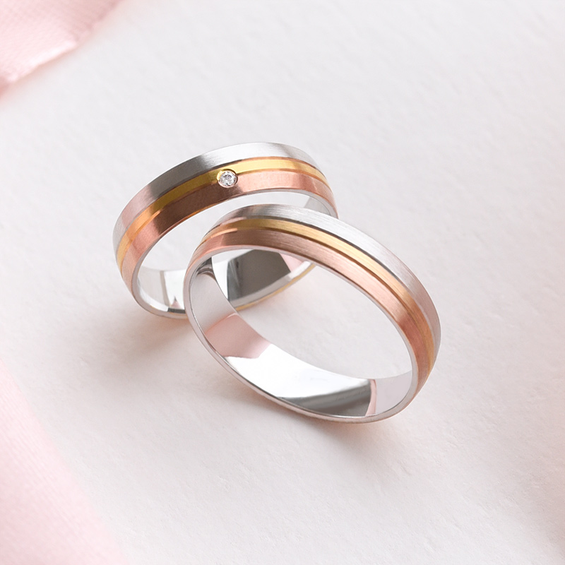 Minimalistické snubní prsteny s diamantem Mesud 77815