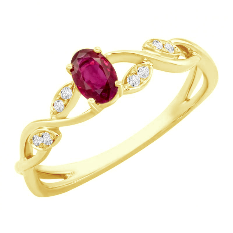 Zlatý prsten s rubínem a diamanty 78865