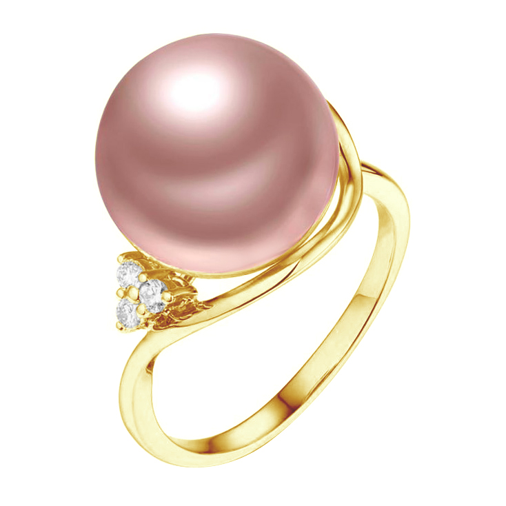 Zlatý prsten s levandulovou perlou 78875