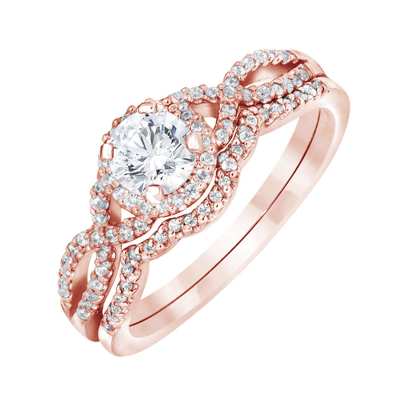 Diamantový set prstenů z růžového zlata 79285