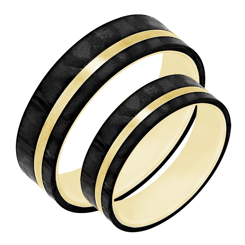 Snubní prsteny z karbonu a zlata 80055