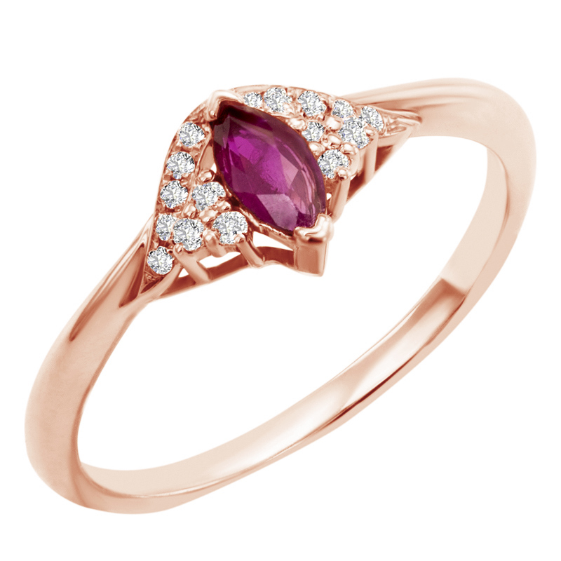 Zlatý rubínový prsten s diamanty Kilian