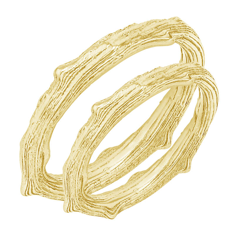 Snubní prsteny ve tvaru větviček ze žlutého zlata