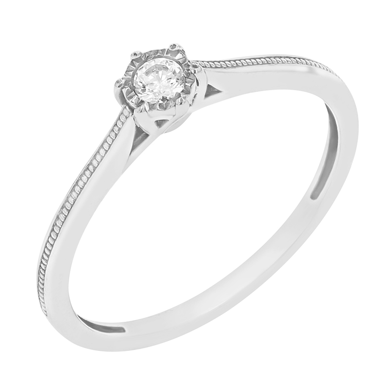 Dokonalý prsten s diamantem z bílého zlata 82605