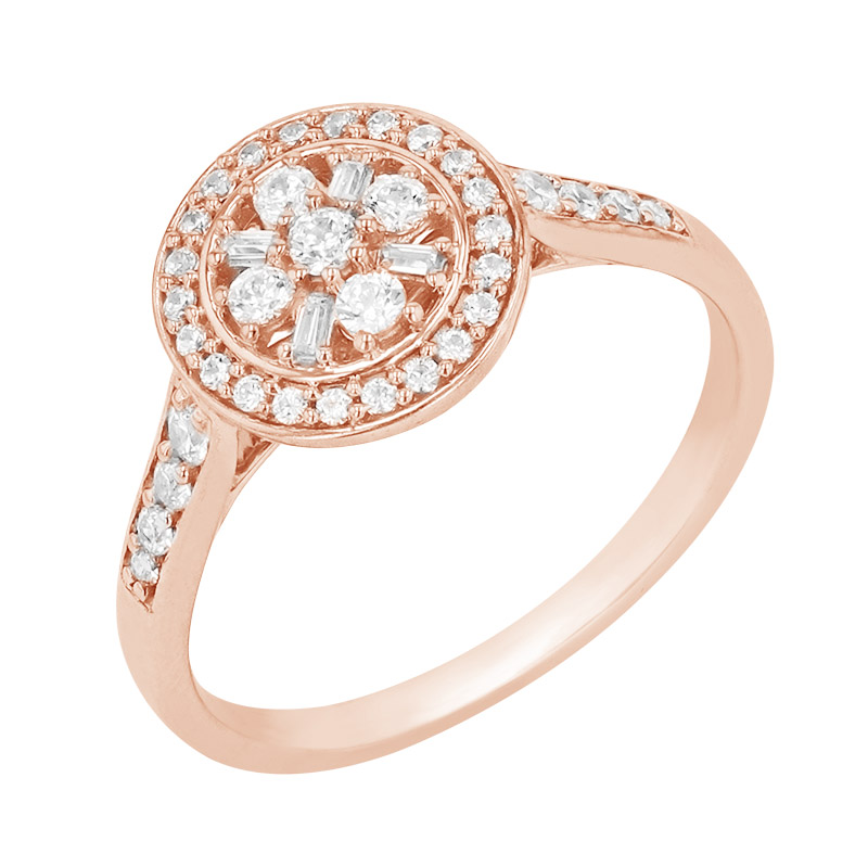 Halo prsten osázený třpytivými diamanty z růžového zlata 84295