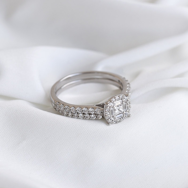 Diamantový prsten z bílého zlata 85755