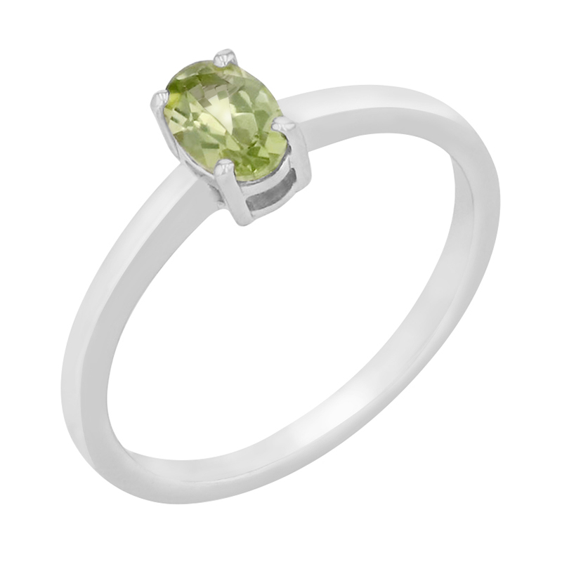 Stříbrný prsten s oválným olivínem