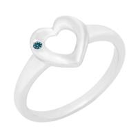 Srdcový prsten s modrým diamantem Kelia
