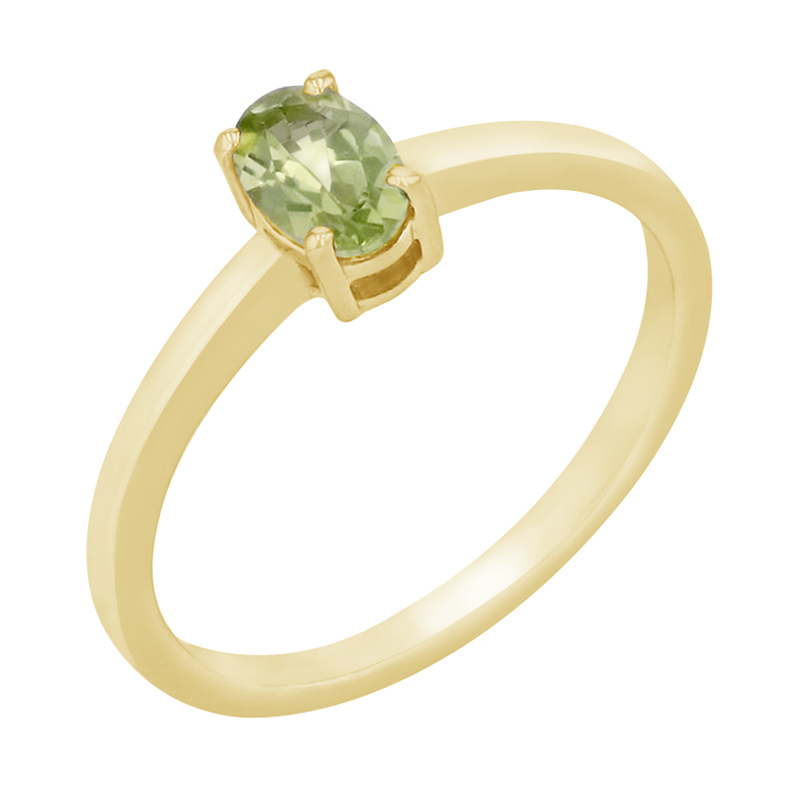 Stříbrný prsten s oválným olivínem Devan