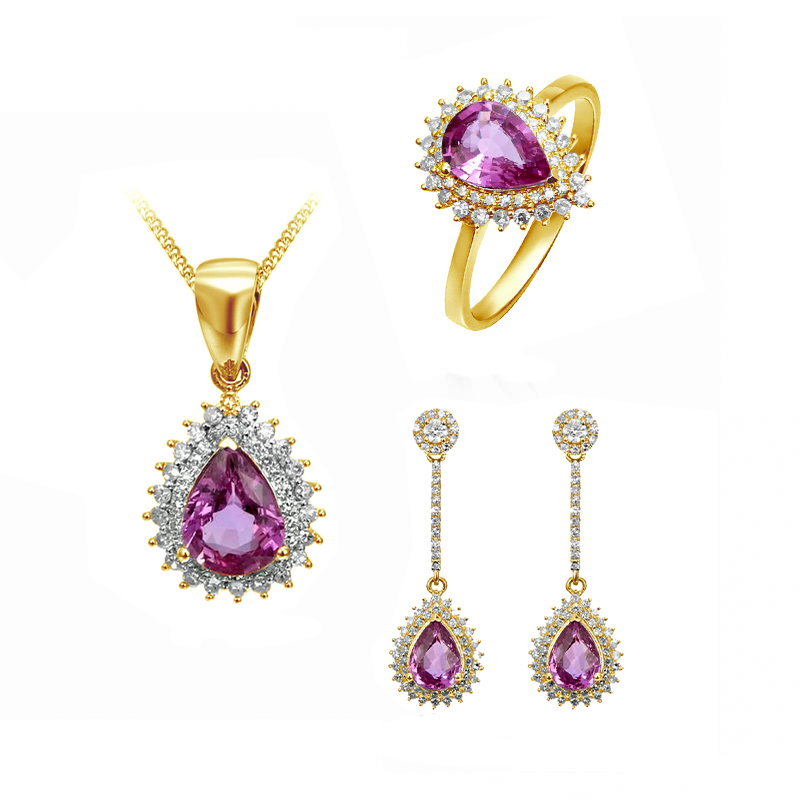 Zlatá kolekce šperků se safíry a diamanty