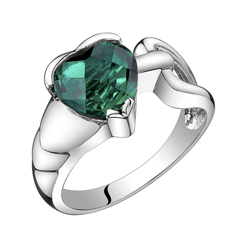 Stříbrný smaragdový prsten