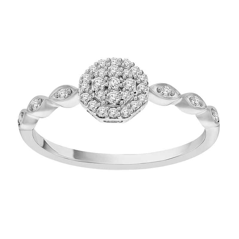 Elegantní halo prsten s lab-grown diamanty Aglaya