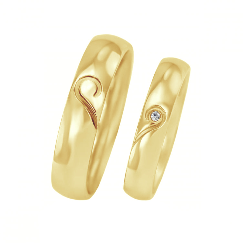 Snubní prsteny ze zlata s motivem srdce s diamantem Alnea 96045