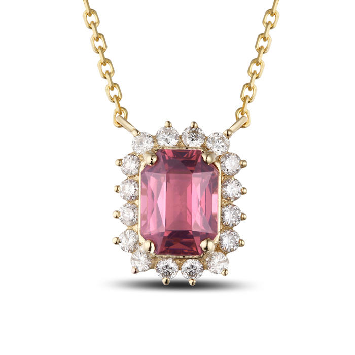 Zlatý náhrdelník s emerald turmalínem a diamanty Drorih