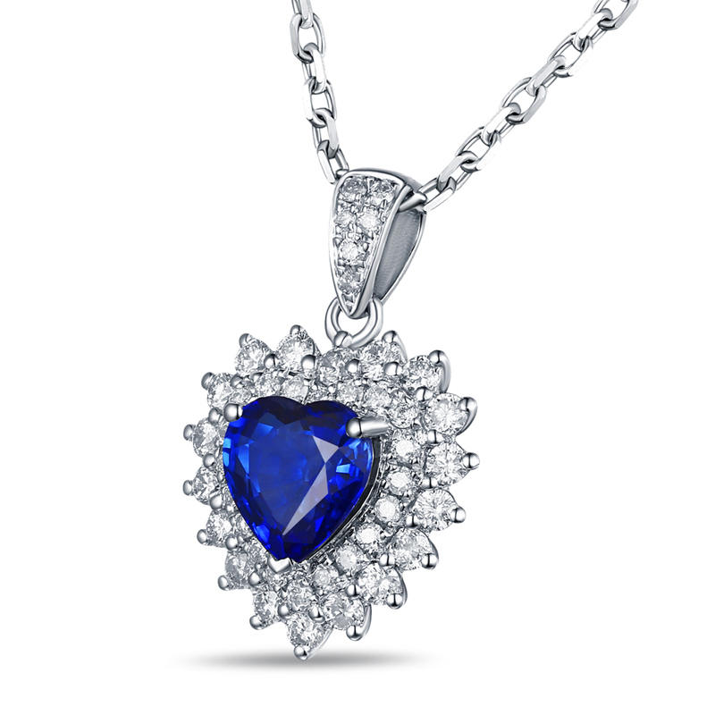 Safírový náhrdelník ve tvaru srdce 9855