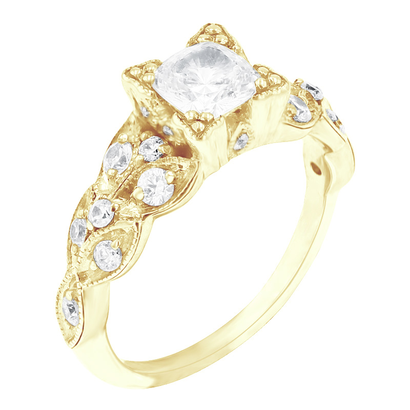 Zlatý zásnubní vintage prsten plný diamantů Galya 98905