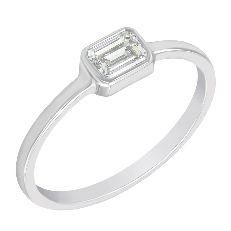 Zlatý zásnubní prsten s emerald HRD certifikovaným diamantem Amana