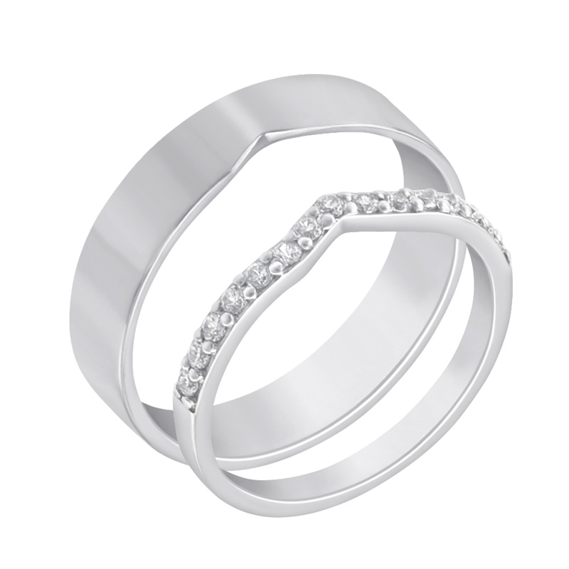 Platinový eternity prsten s diamanty a pánský plochý prsten Menna