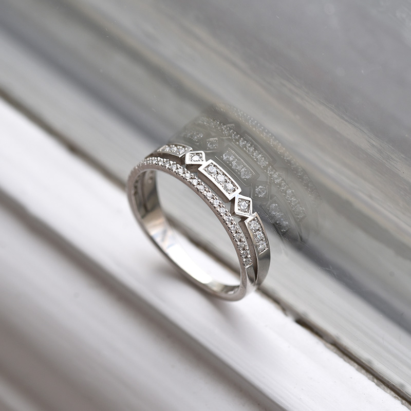 Trendy zlatý prsten s lab-grown diamanty Ward 101506