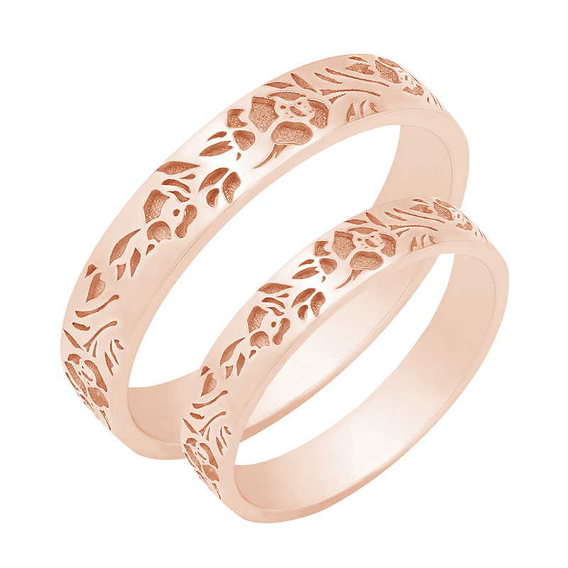 Romantické snubní prsteny s gravírem kytek Rabia 103256