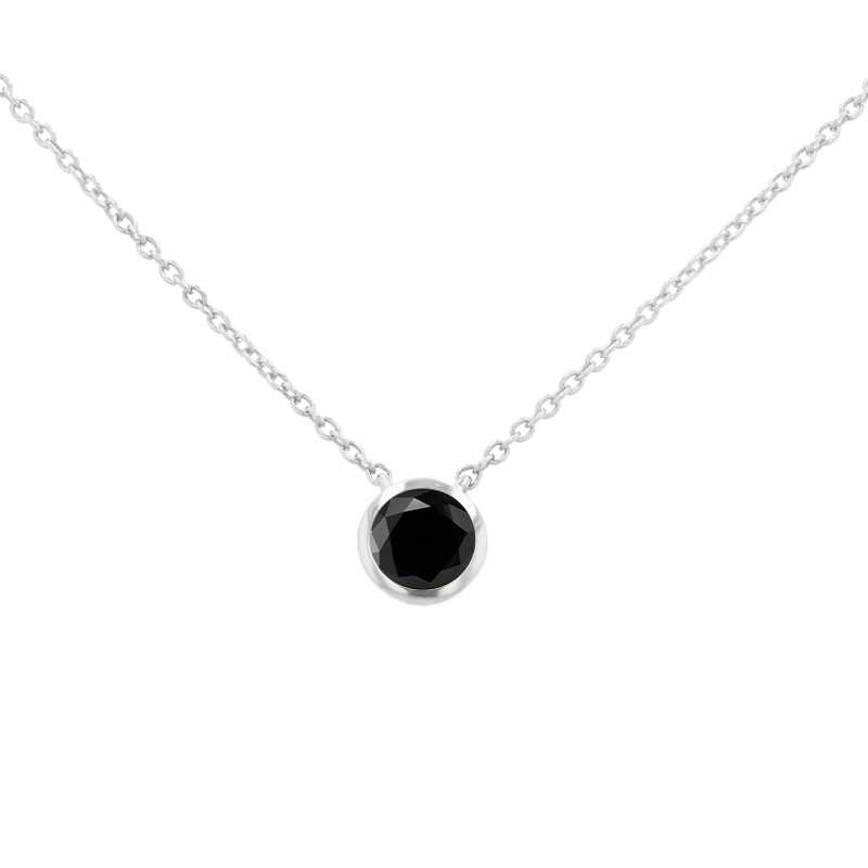 Stříbrný náhrdelník s černým diamantem Jonie