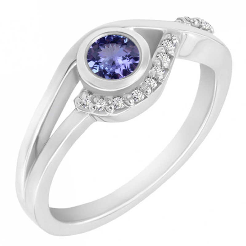 Zásnubní prsten s tanzanitem a diamanty Emanuel