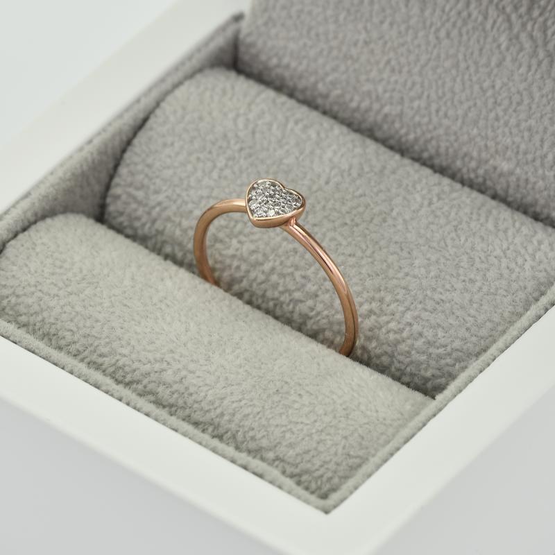 Stříbrný prsten ve tvaru srdce plný lab-grown diamantů Ubline 104646