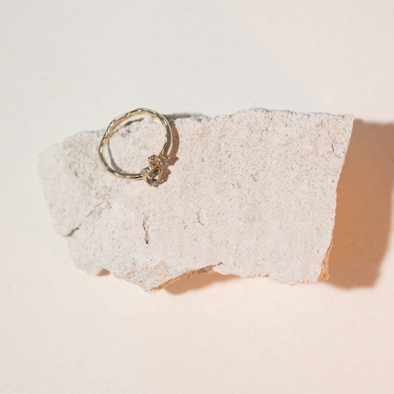 Zlatý cluster prsten se salt and pepper diamanty Dillon 104676