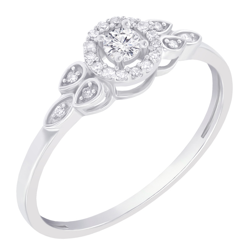 Stříbrný halo prsten s lab-grown diamanty Avila