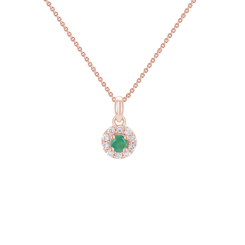 Smaragdový halo náhrdelník s diamanty Florrie 106666
