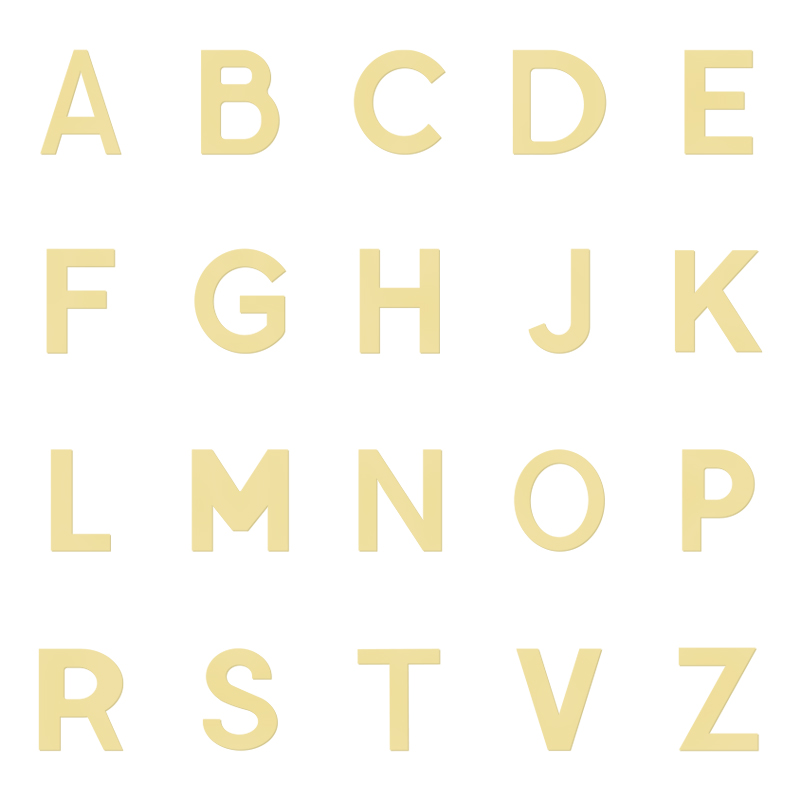 Zlatá náušnice s písmenem Alphabet 108576